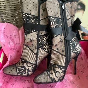 Beverly Feldman Satin and lace boots